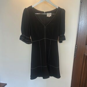 Cinq à Sept Black Dress with White Stitching